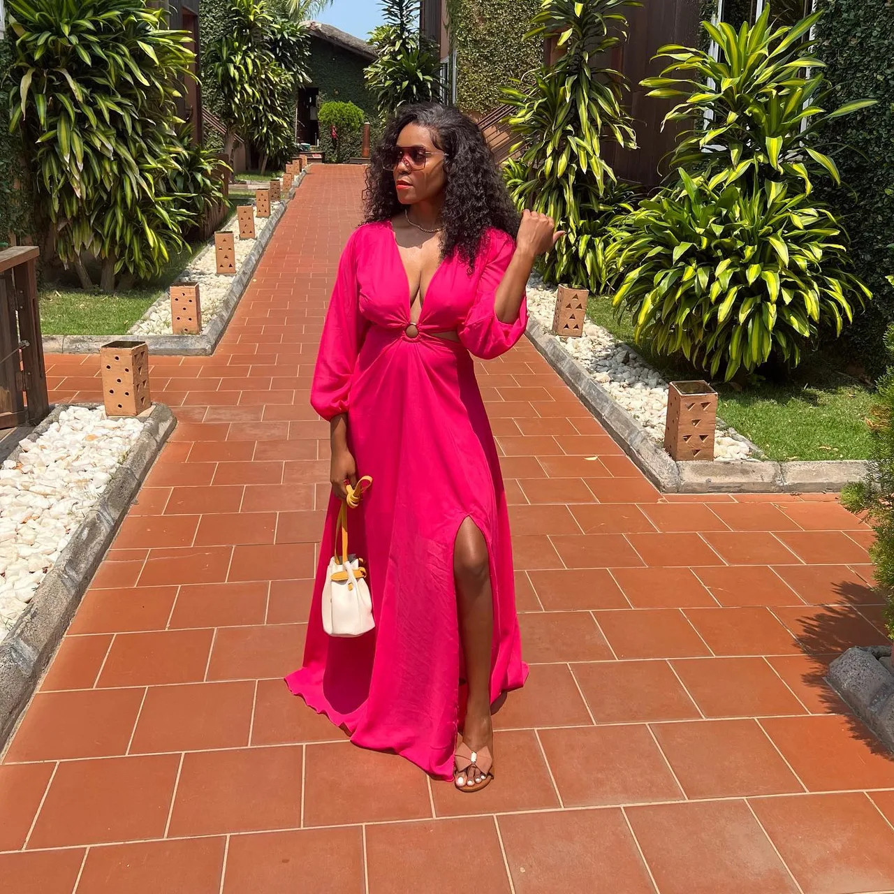 Soft pink resort dress